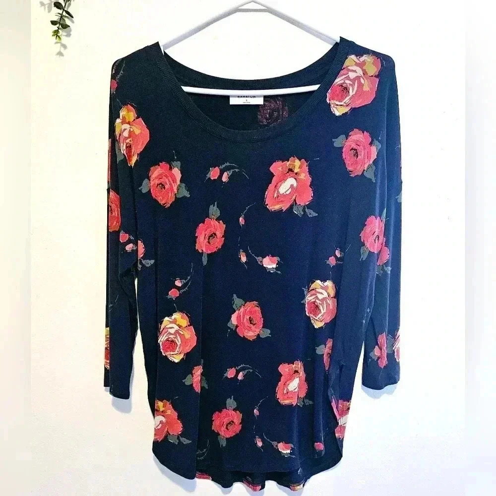 Babaton Aritzia Norris Nude Blush 3/4 Sleeve Blouse Boat neck Sz S/M